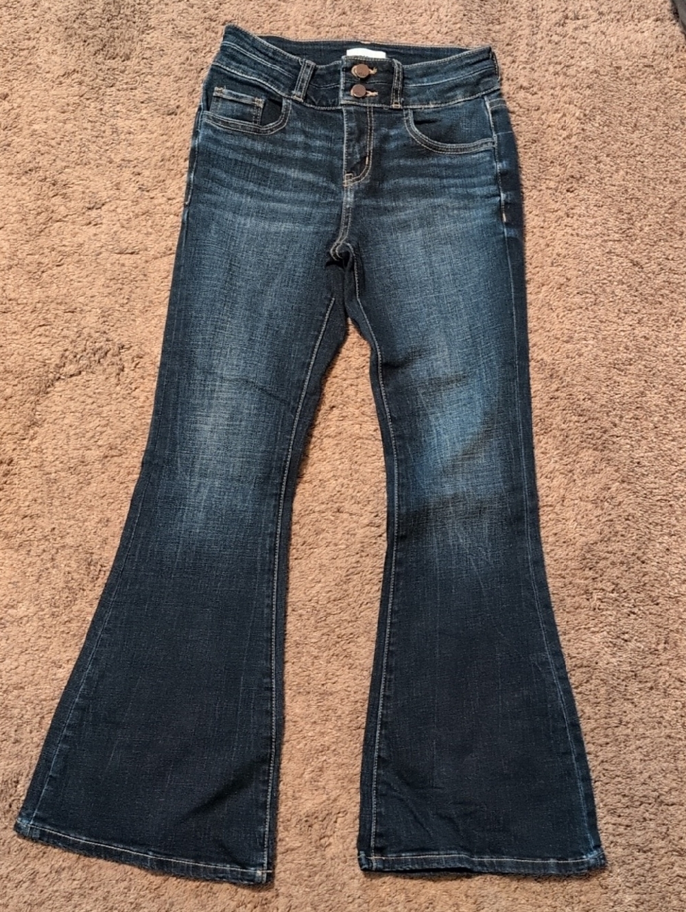 BKE Girls Dark Blue Flare Jeans - Classic Stretch Denim